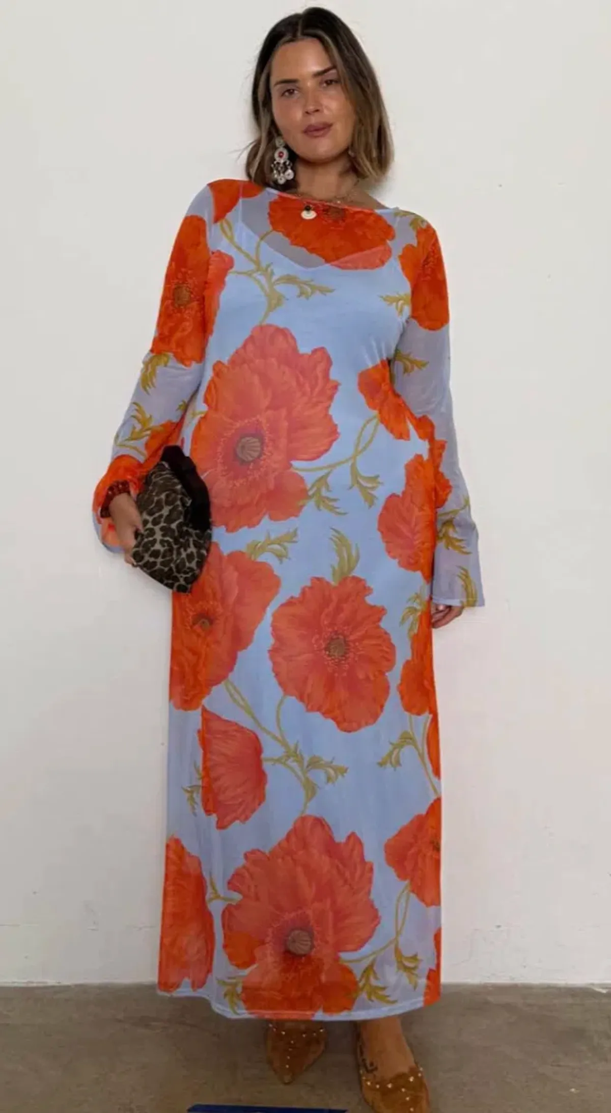 Never Fully Dressed Blue Poppy Aria Mesh Dress Size 14  - Image 5