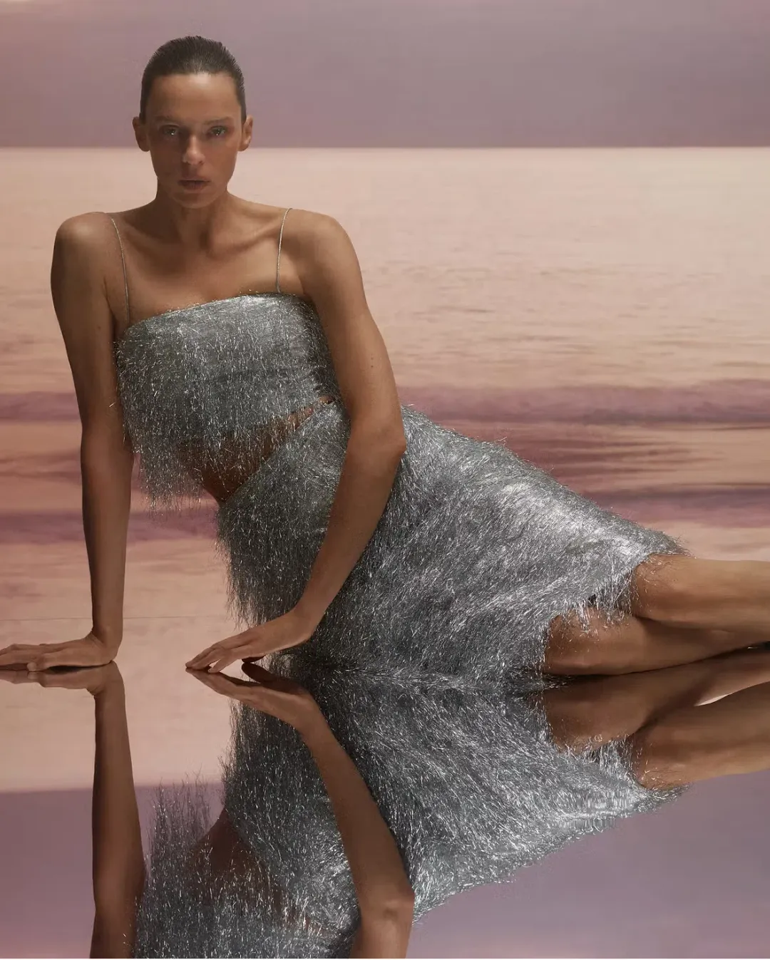 Scanlan Theodore Tinsel Bustier and Midi Skirt Silver Size AU 8 for rent on The Volte - main image