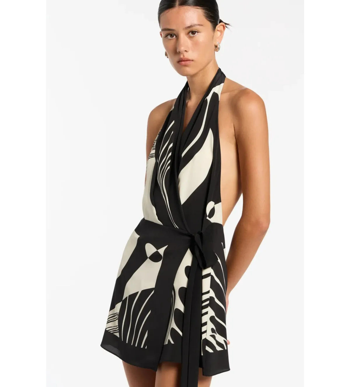 SIR The Label  Realisme Wrap Halter Mini Dress - Size 1 /Au 8 - Image 3