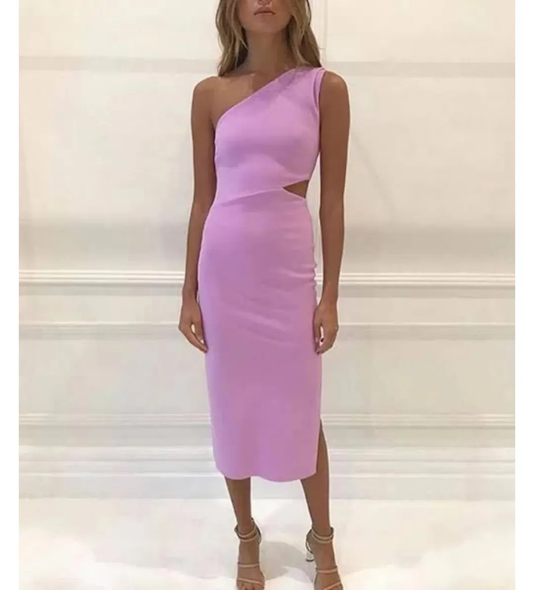 Bec + Bridge Alessandra Asymmetrical Midi Dress Dark Lilac Size 6 for rent on The Volte - main image