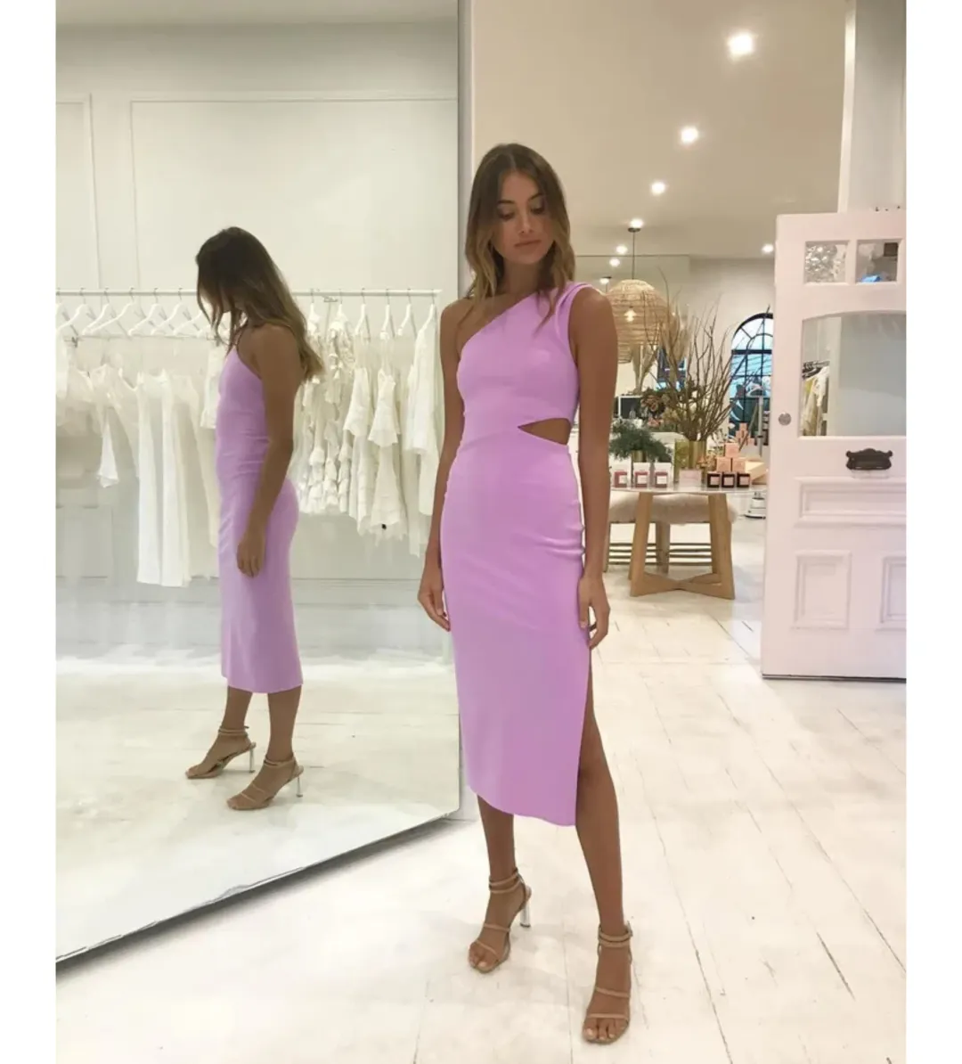 Bec + Bridge Alessandra Asymmetrical Midi Dress Dark Lilac Size 6 for rent on The Volte - main image