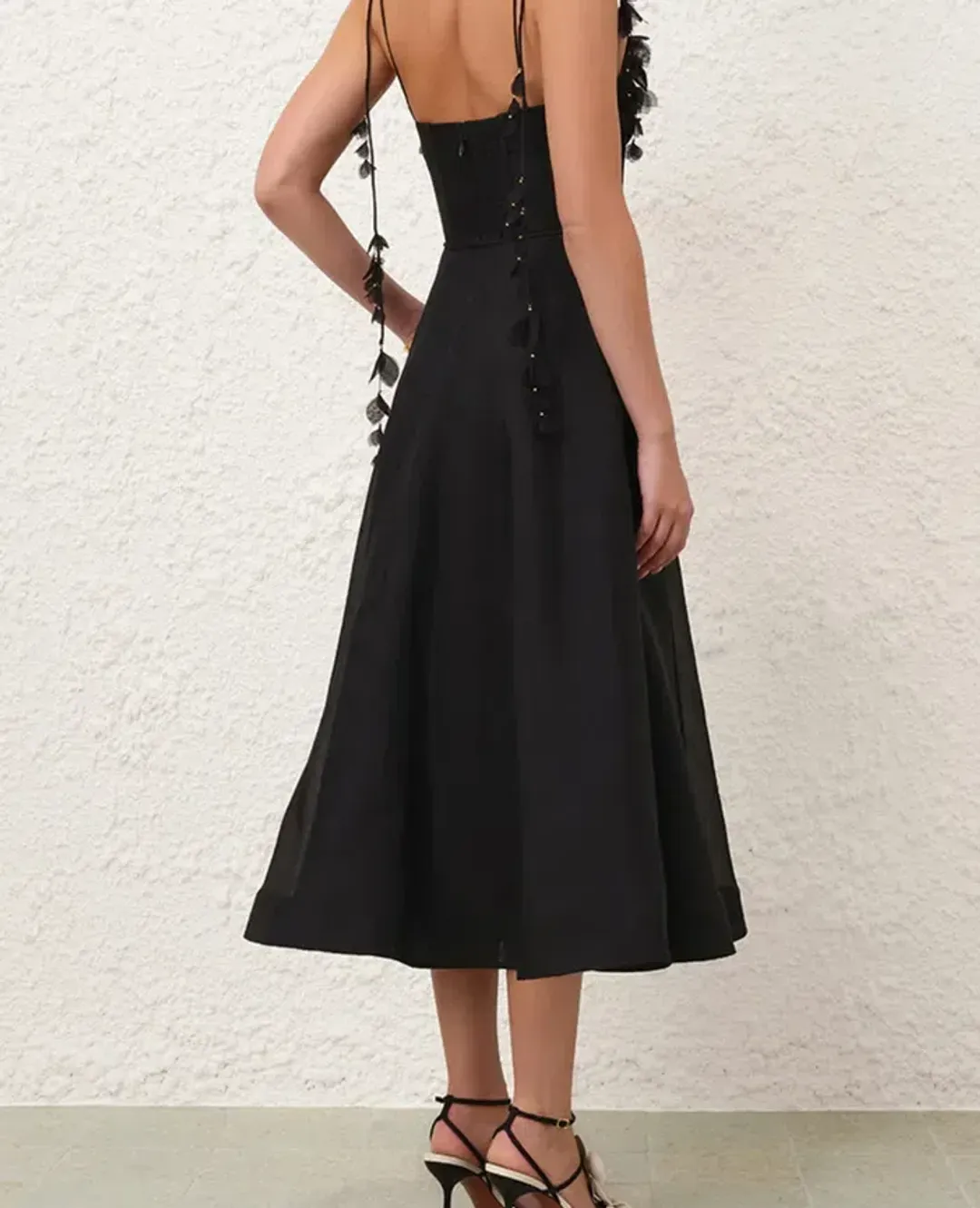 Zimmermann Natura Corset Midi Dress Black Size 3 for rent on The Volte - main image