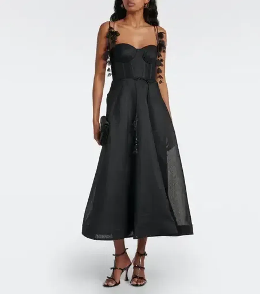 Zimmermann Natura Corset Midi Dress Black Size 3 for rent on The Volte - main image