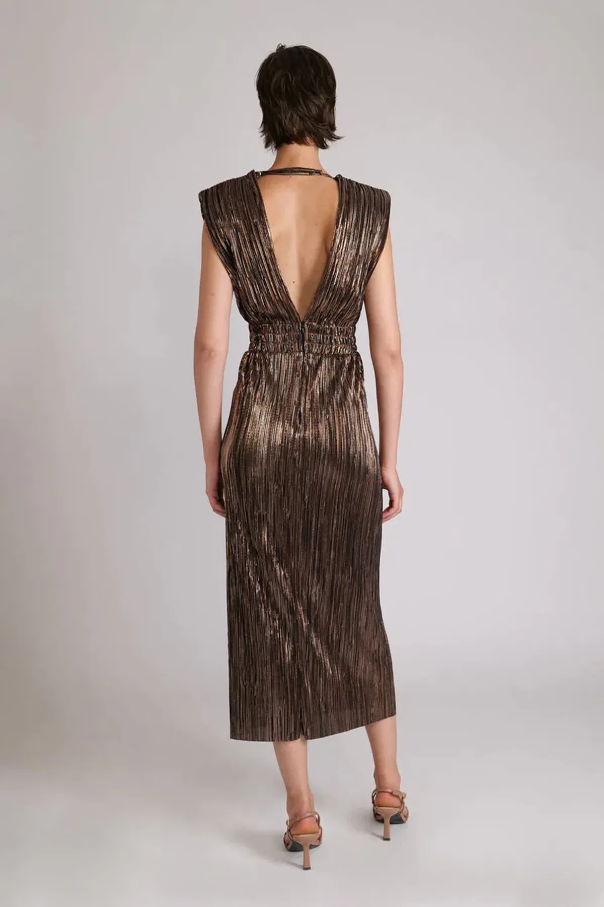 Sabina Musayev Margot Midi Dress in Bronze Black  Size L AU 12 - Image 3