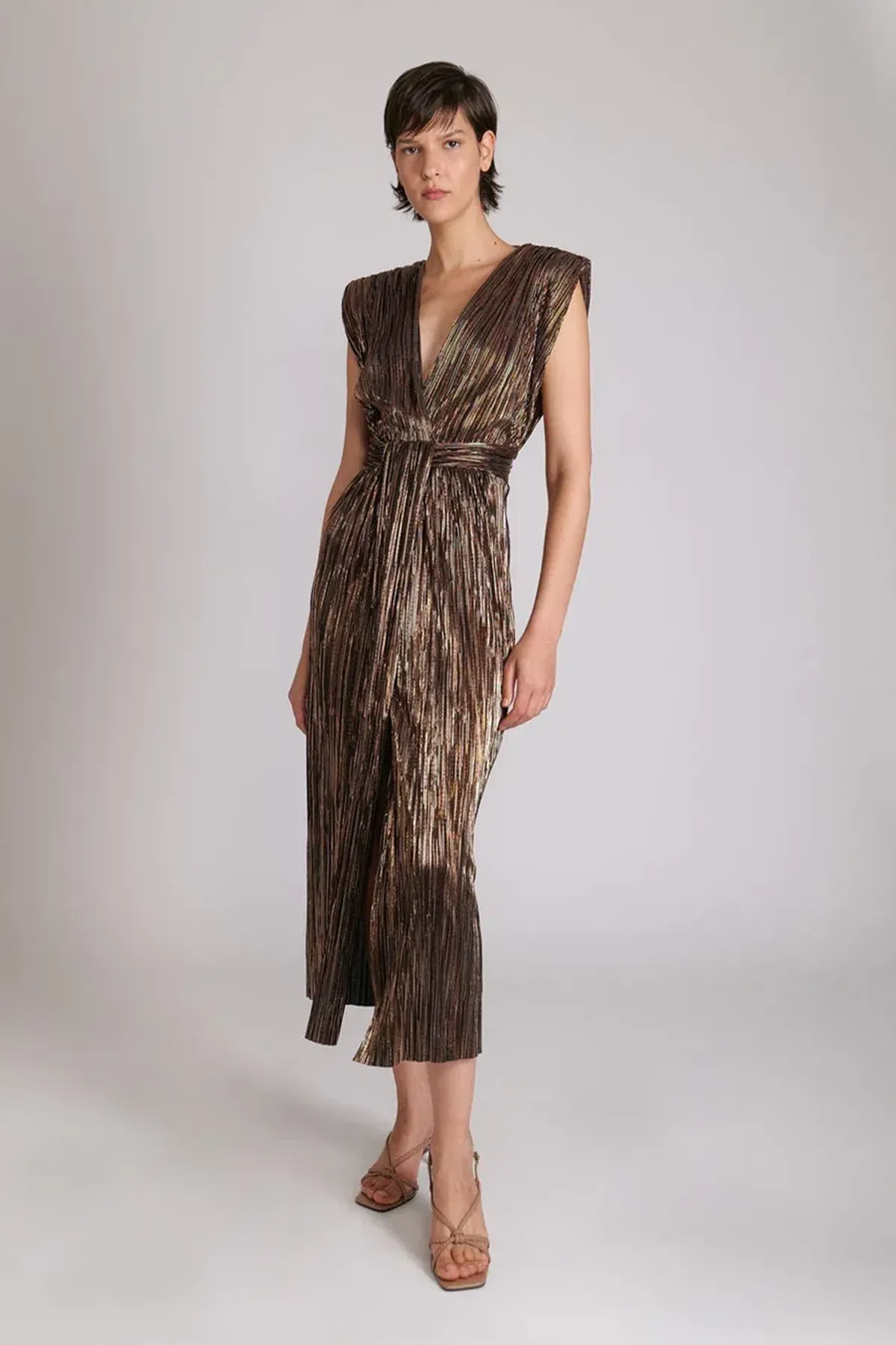 Sabina Musayev Margot Midi Dress in Bronze Black  Size L AU 12 - Image 1