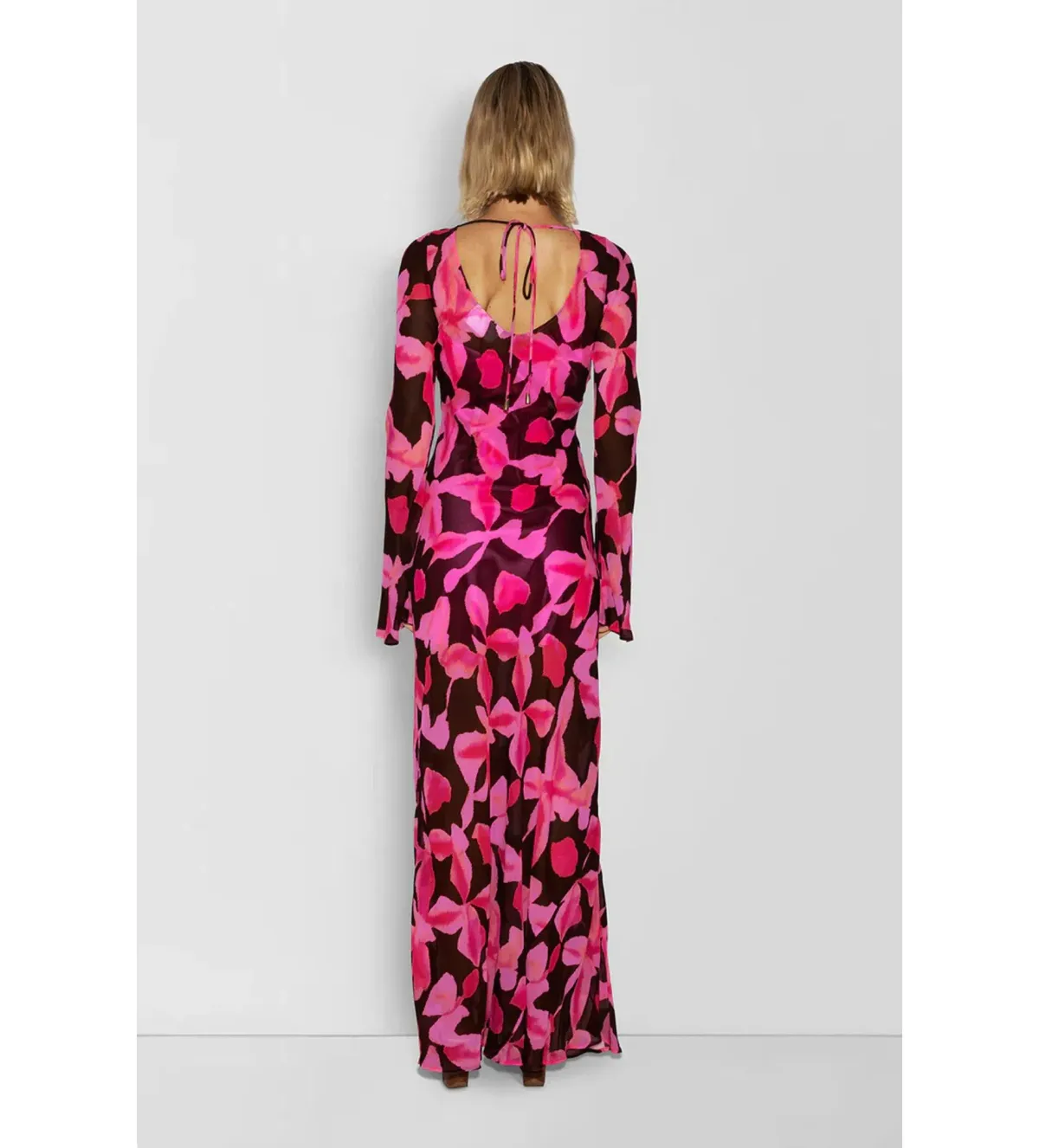 The Wolf Gang Lottie Maxi Dress Chocolate Floral Size S/AU 8 - Image 3