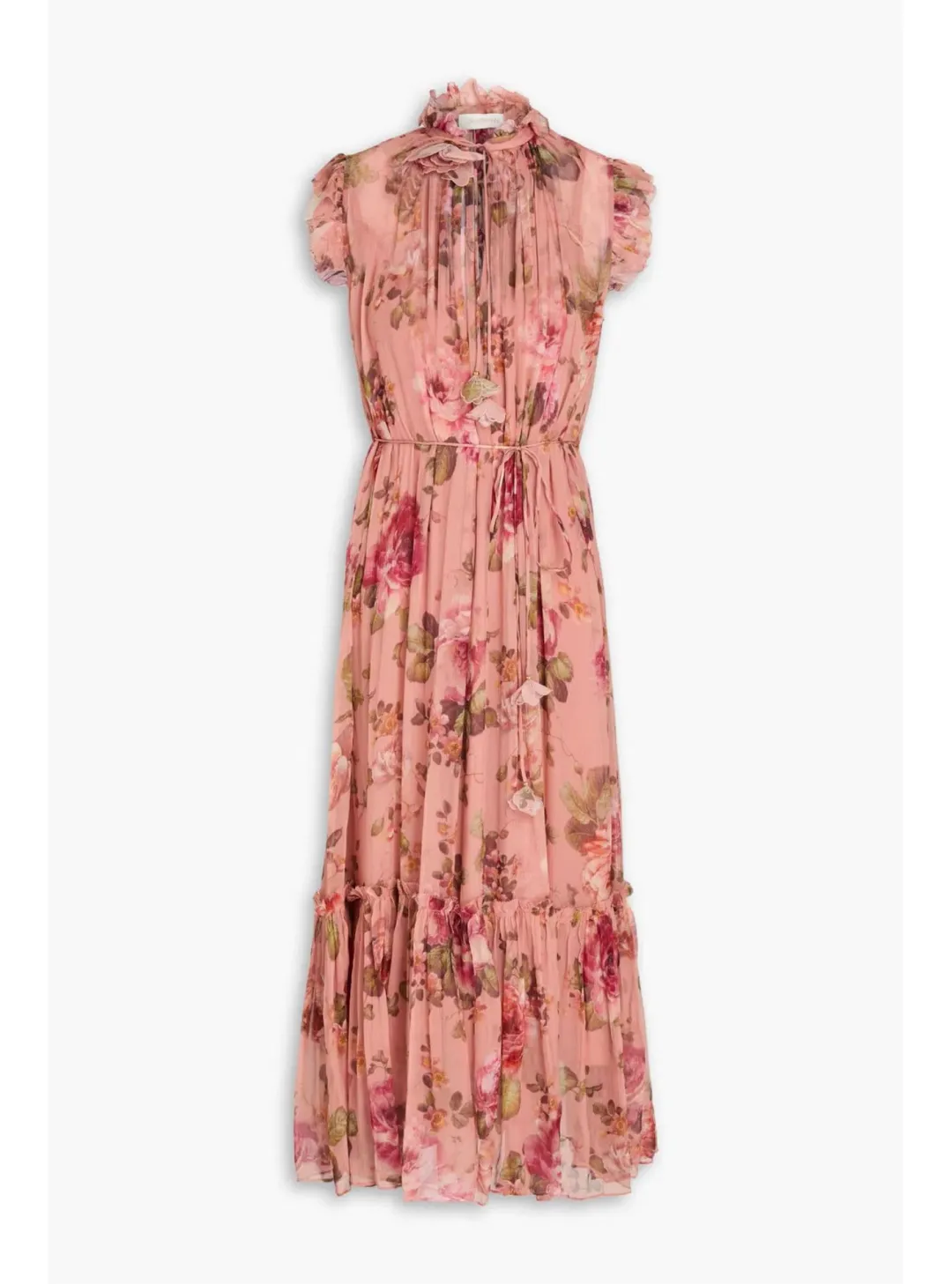 Zimmermann Luminosity Flutter Midi Dress in Dusty Pink Floral Size 1 AU 10 for rent on The Volte - main image