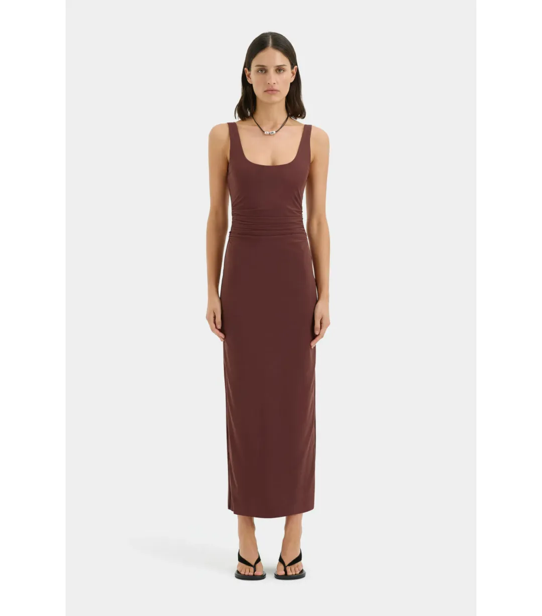 Sir the Label Jacques Twist Midi Dress Espresso Brown Size 2 / AU 10 for rent on The Volte - main image