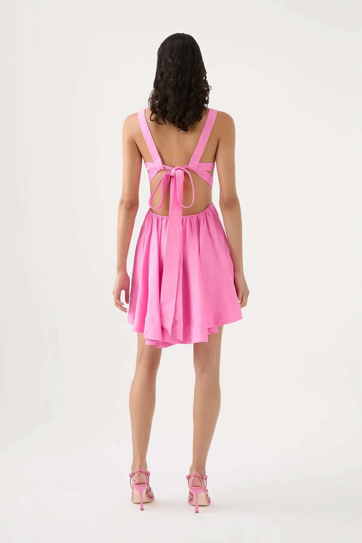 Aje Clara Tie Back Mini Dress Protea Pink Size 10  - Image 4