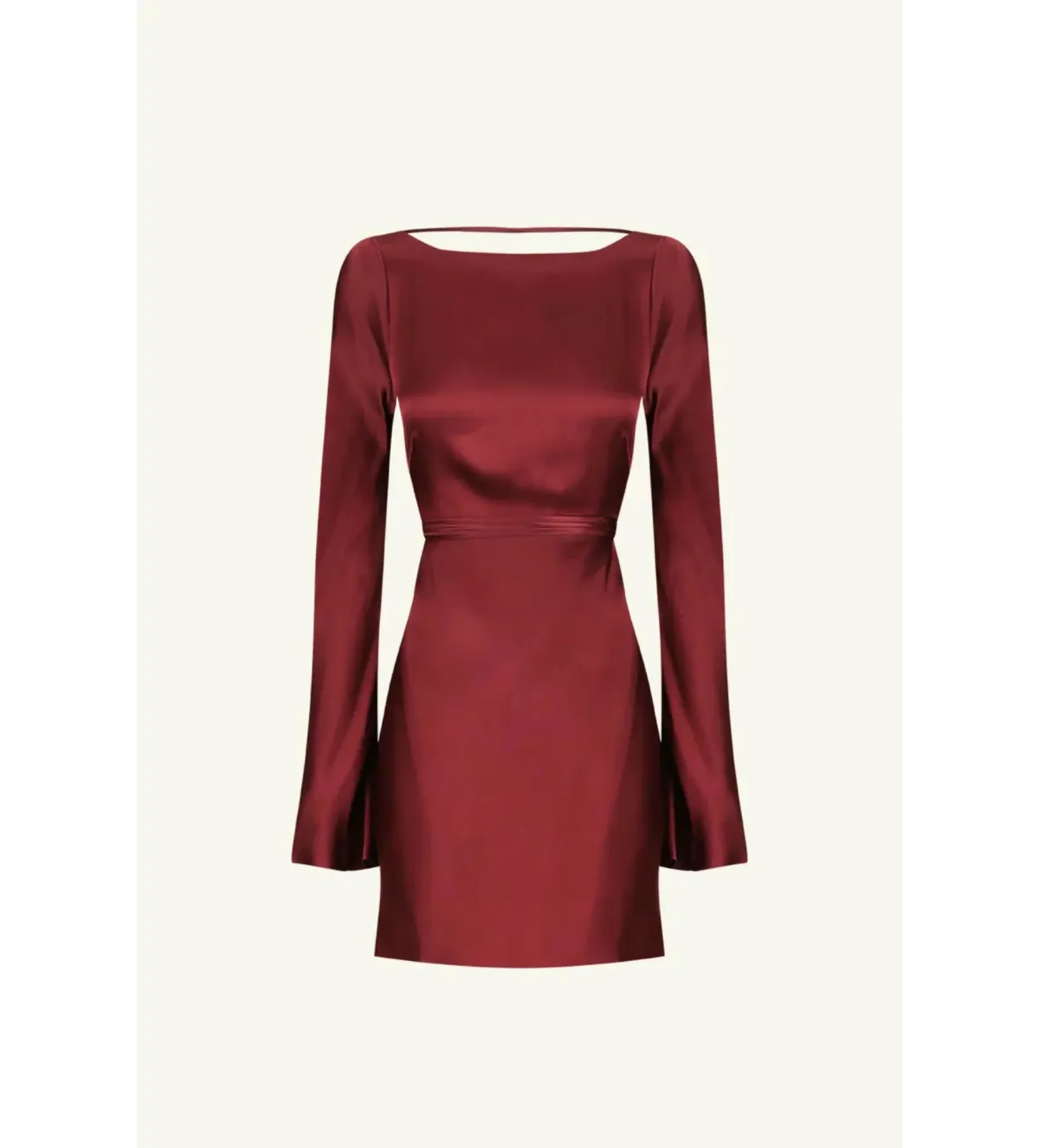 Shona Joy Elia Long Sleeve Open Back Tie Mini Dress Burgundy Size 10 - Image 4