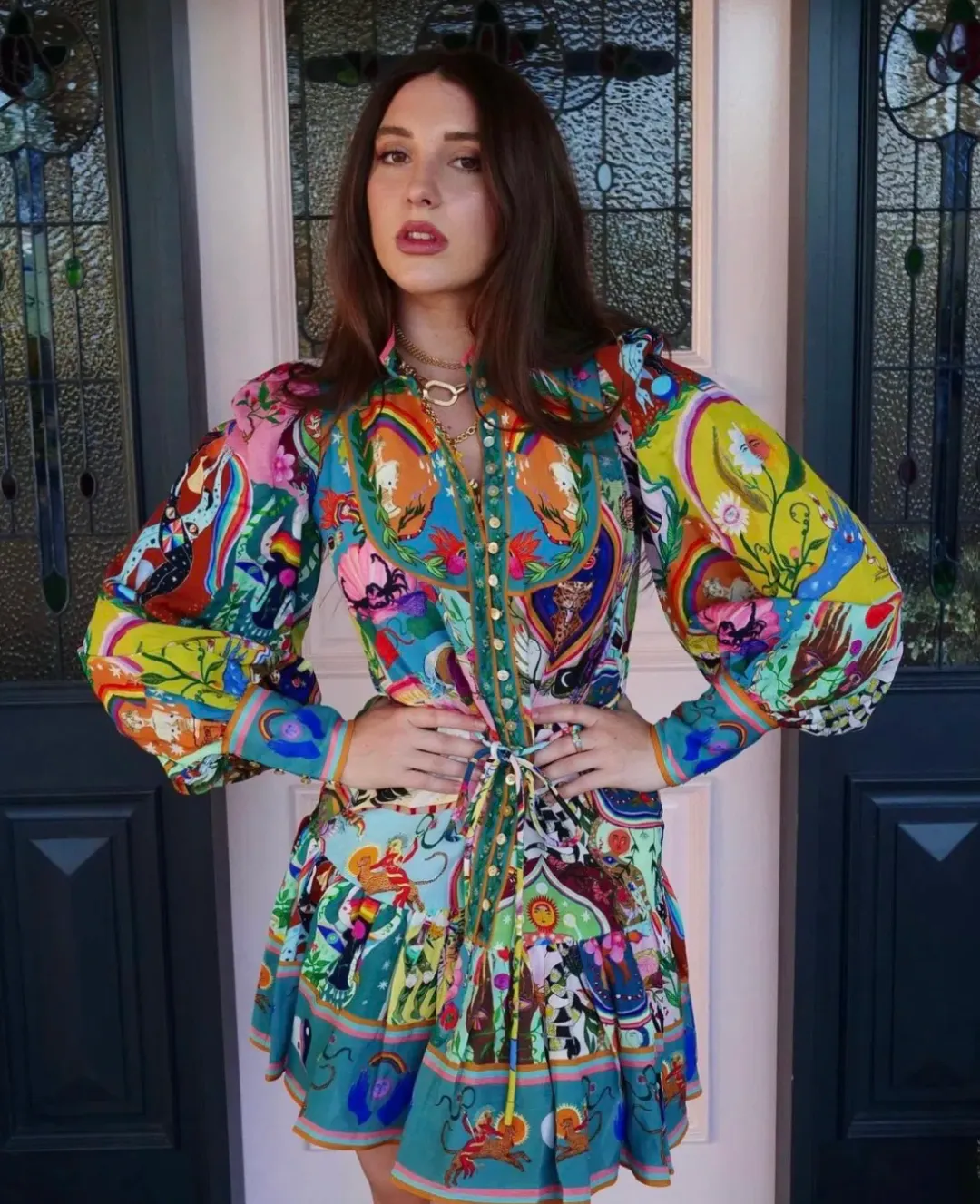 Alemais Evergreen Mini Dress in Multi Print Size AU 8  for rent on The Volte - main image