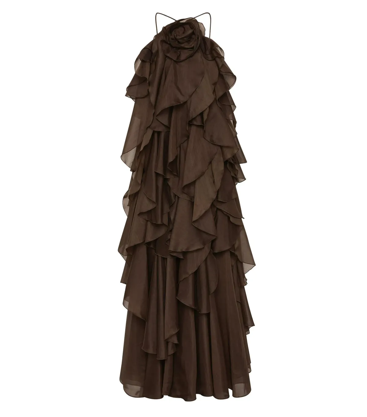Aje Pandorea Layered Maxi Dress in Carob Size AU 14 - Image 7