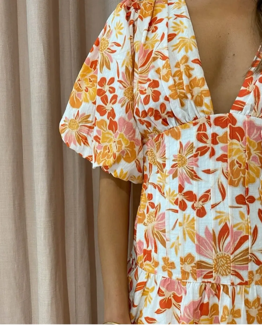 By Nicola Fiesta Stitch Waist Mini Dress Holiday Floret Size AU 14 for rent on The Volte - main image