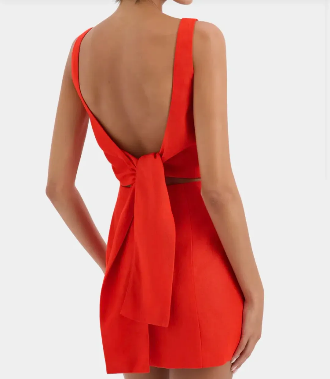 Sir Iris Linen Mini Dress Scarlet Size AU 10 for rent on The Volte - main image