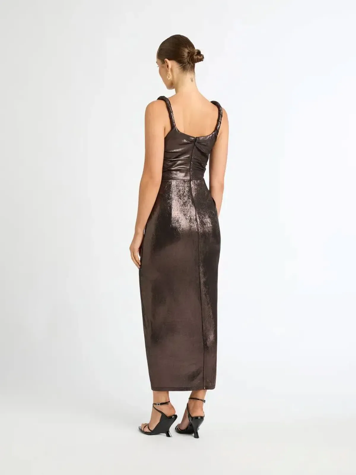 Sheike Celine Midi Dress Bronze Metallic Size 8 - Image 2
