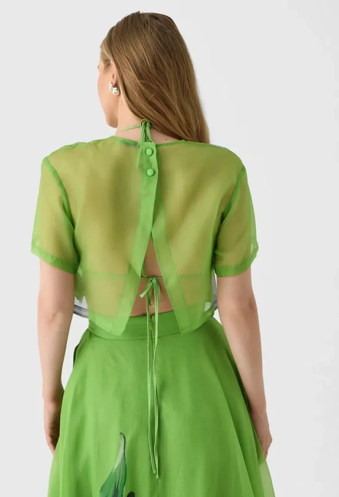 Indie Sleeve Top & Valeria Skirt Set Lily Print in Parakeet Size 12 for rent on The Volte - main image