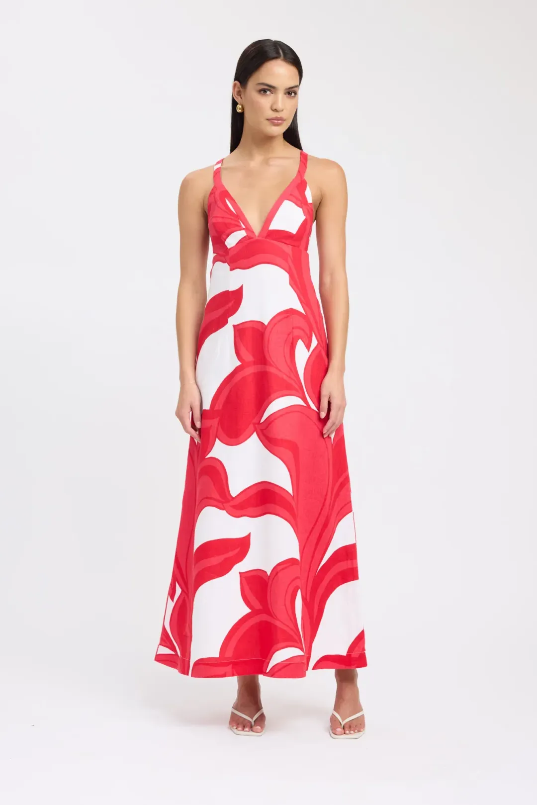 Kookai Zani Maxi Dress in Red White Size 8 for rent on The Volte - main image