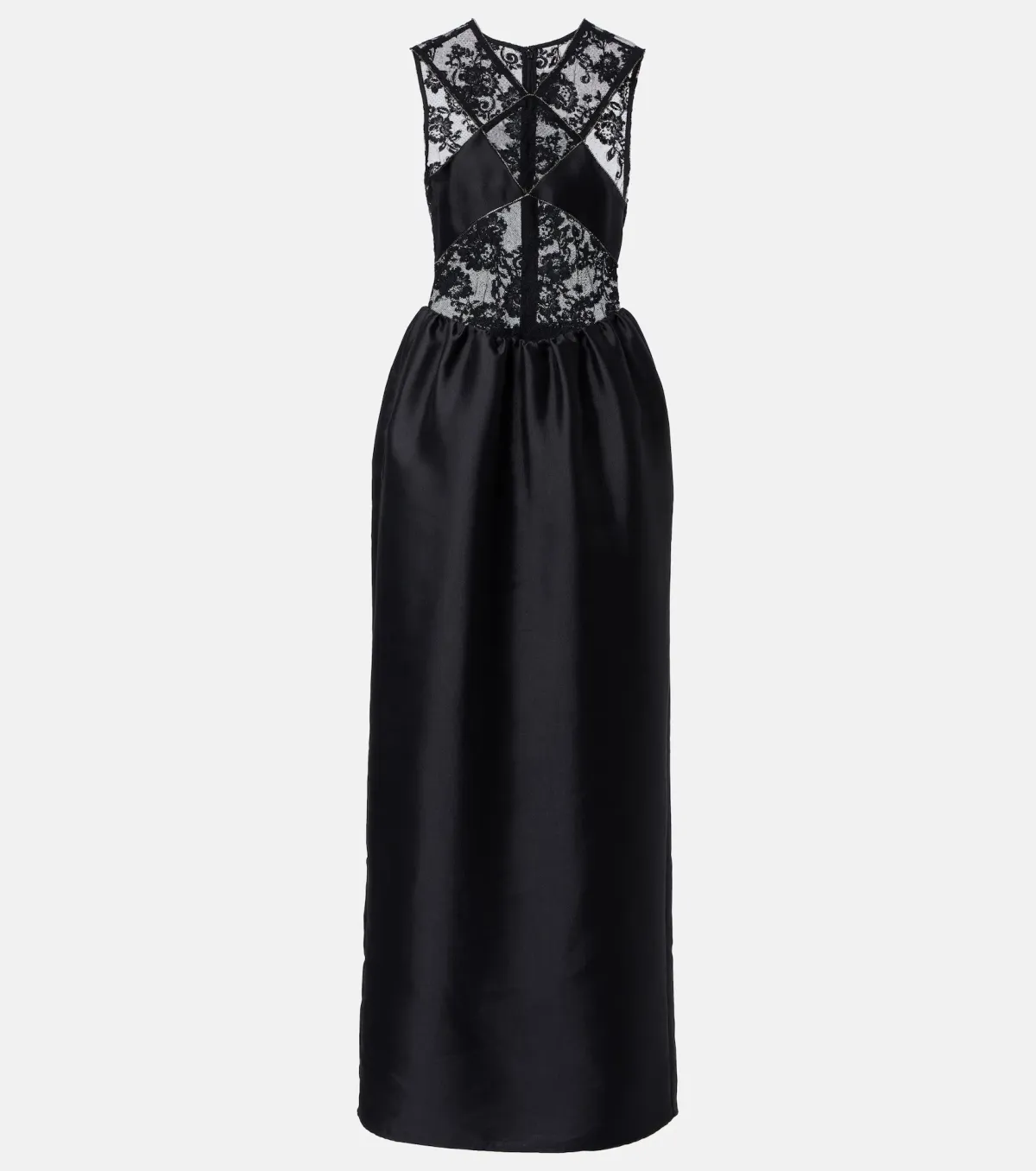 Self-Portrait Lace-trim Taffeta Maxi Dress in Black Size 8 - Image 7