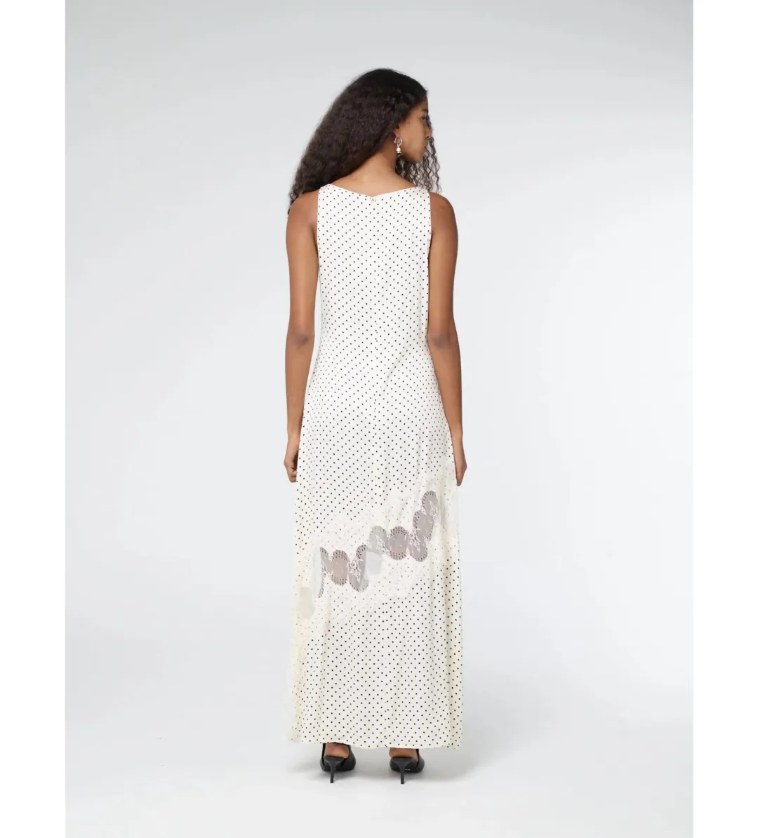 Third Form Visions Lace Frill Maxi Dress Cream Polka Dot Size AU 8 for rent on The Volte - main image
