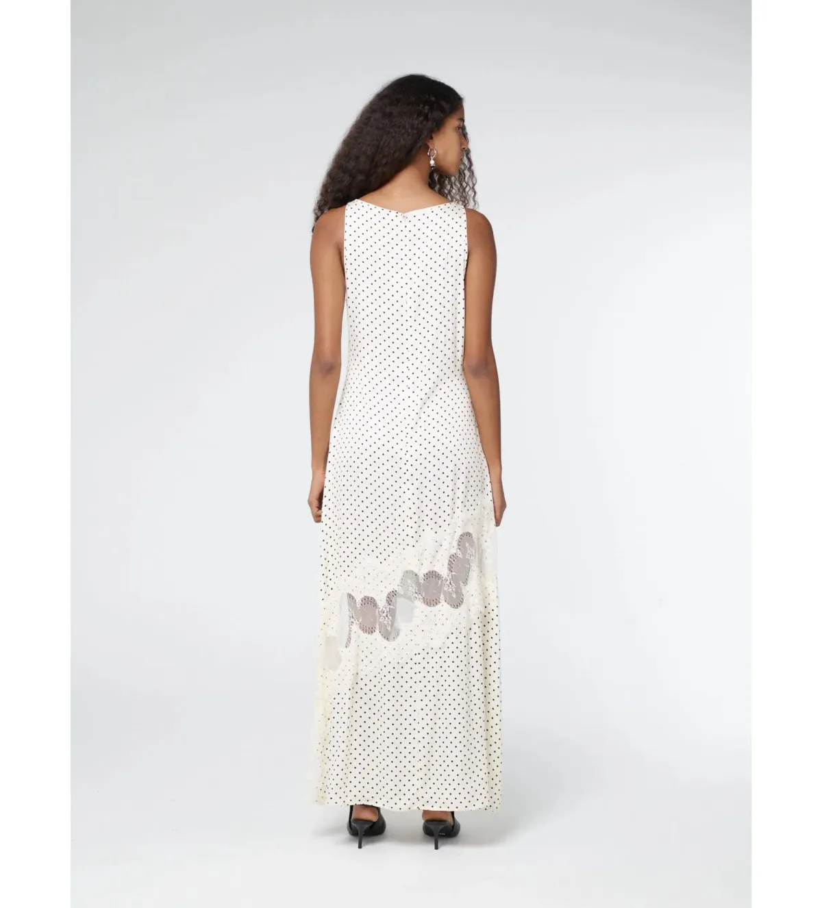 Third Form Visions Lace Frill Maxi Dress Cream Polka Dot Size AU 8 - Image 3