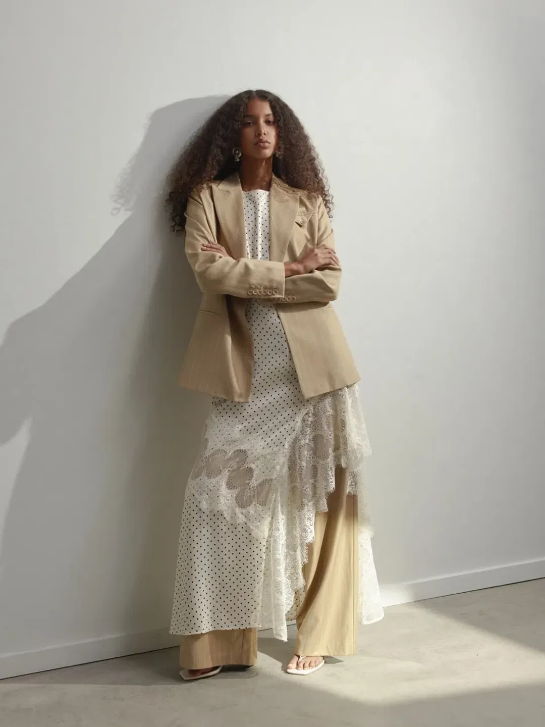 Third Form Visions Lace Frill Dress Cream Polka Dot Size AU 12  for rent on The Volte - main image