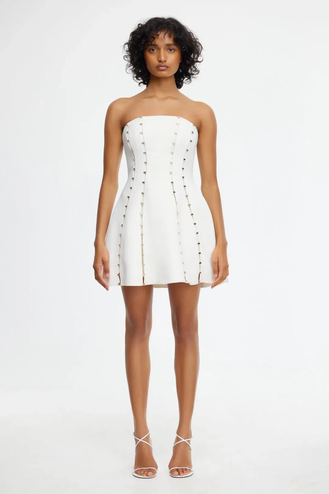 Acler Rossgreen Mini Dress in Ivory Size 8 for rent on The Volte - main image