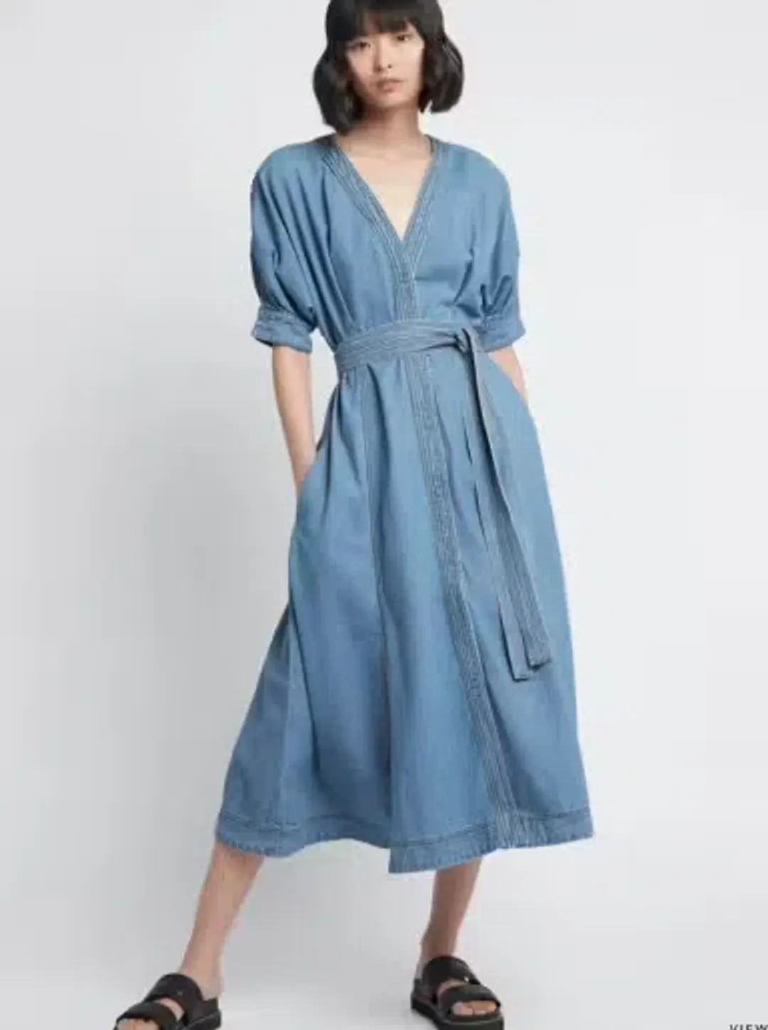 AJE Ennoble Midi Dress Blue Denim Size AU 10 for rent on The Volte - main image