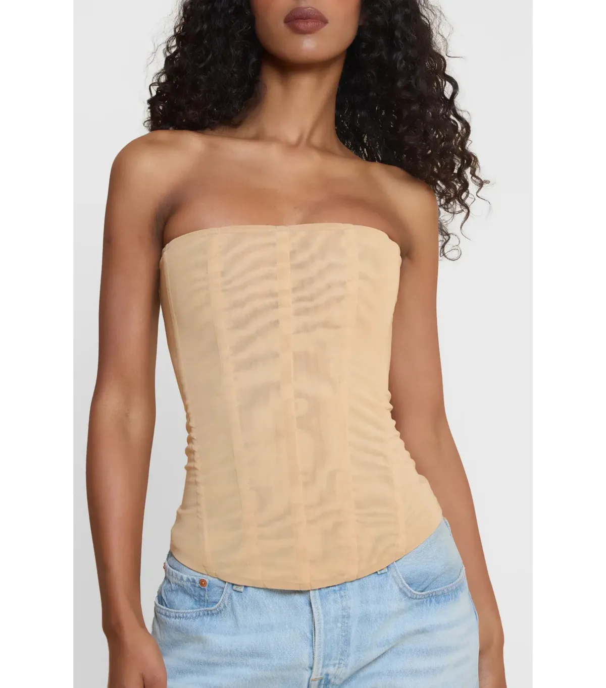 Leau Muse Mesh Corset Top Tan Size M / AU 10 - Image 2