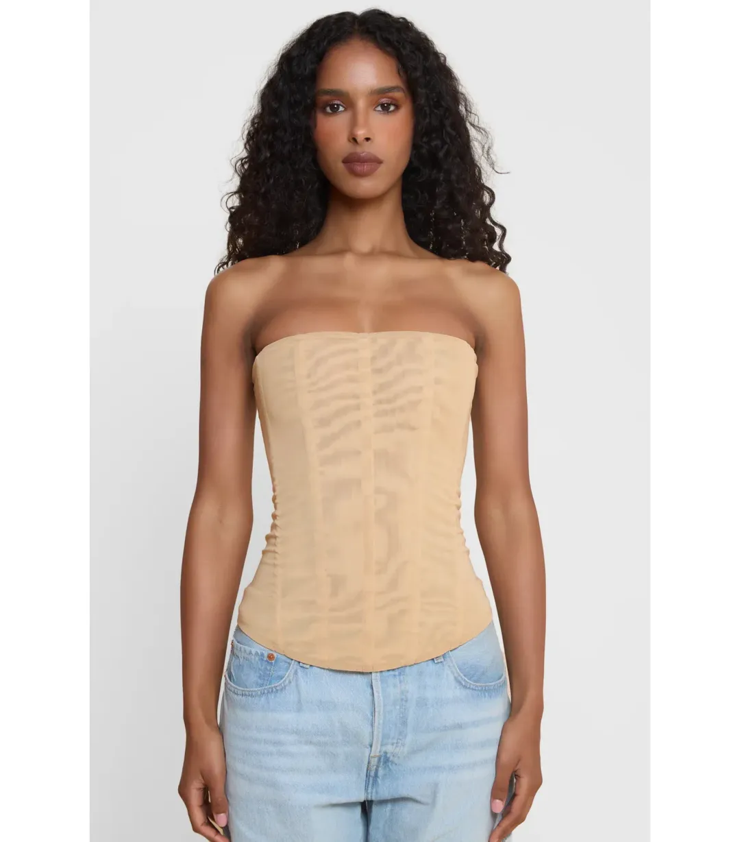 Leau Muse Mesh Corset Top Tan Size L / AU 12 for rent on The Volte - main image