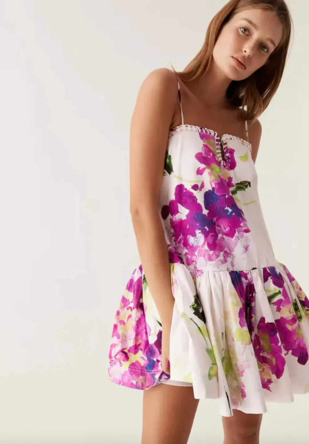 Aje Willow Sweetheart Mini Dress Floral Wild Hydrangea Size 8 for rent on The Volte - main image