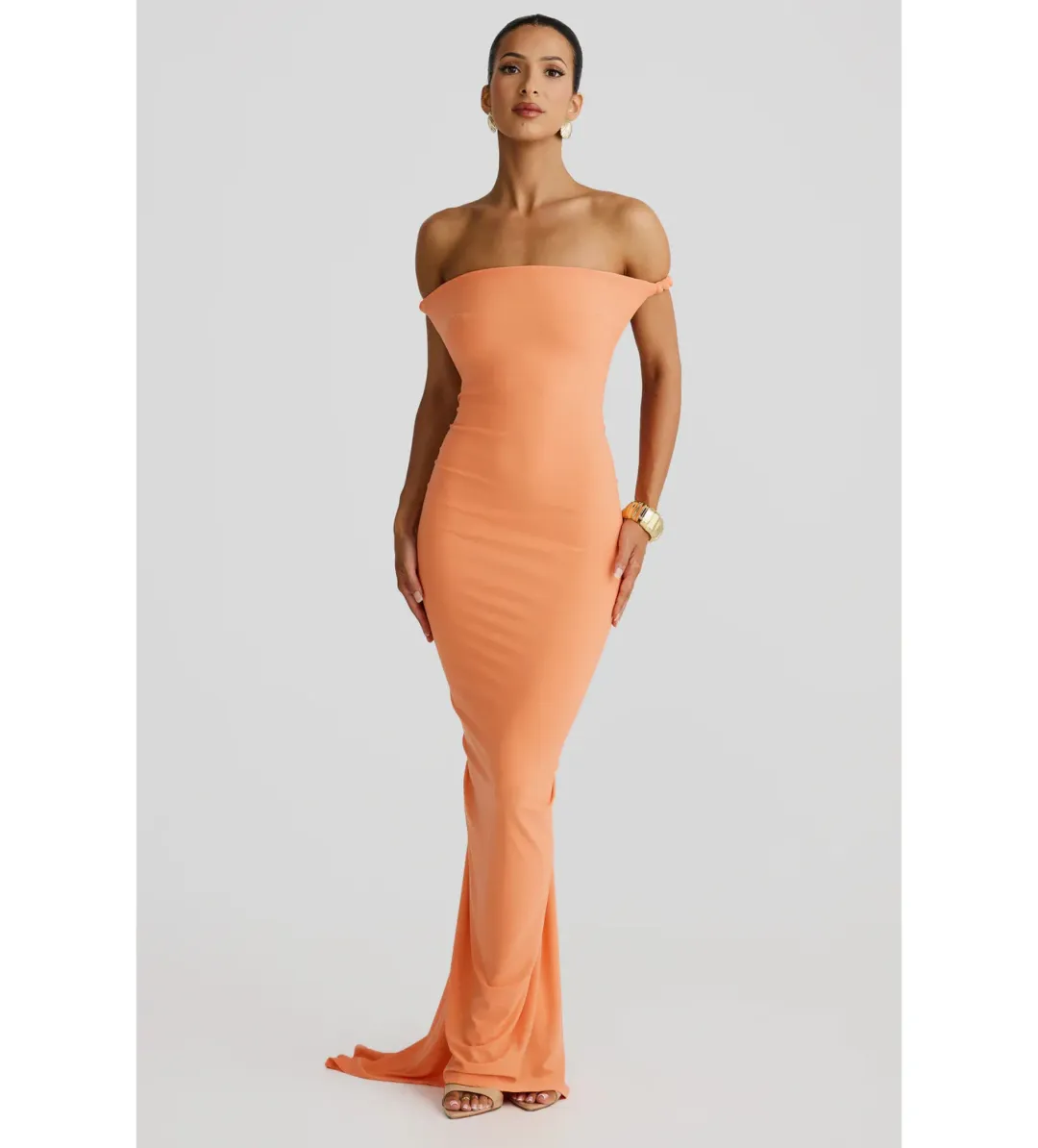 Melani The Label Maia Maxi Dress in Papaya Size S AU 8 for rent on The Volte - main image