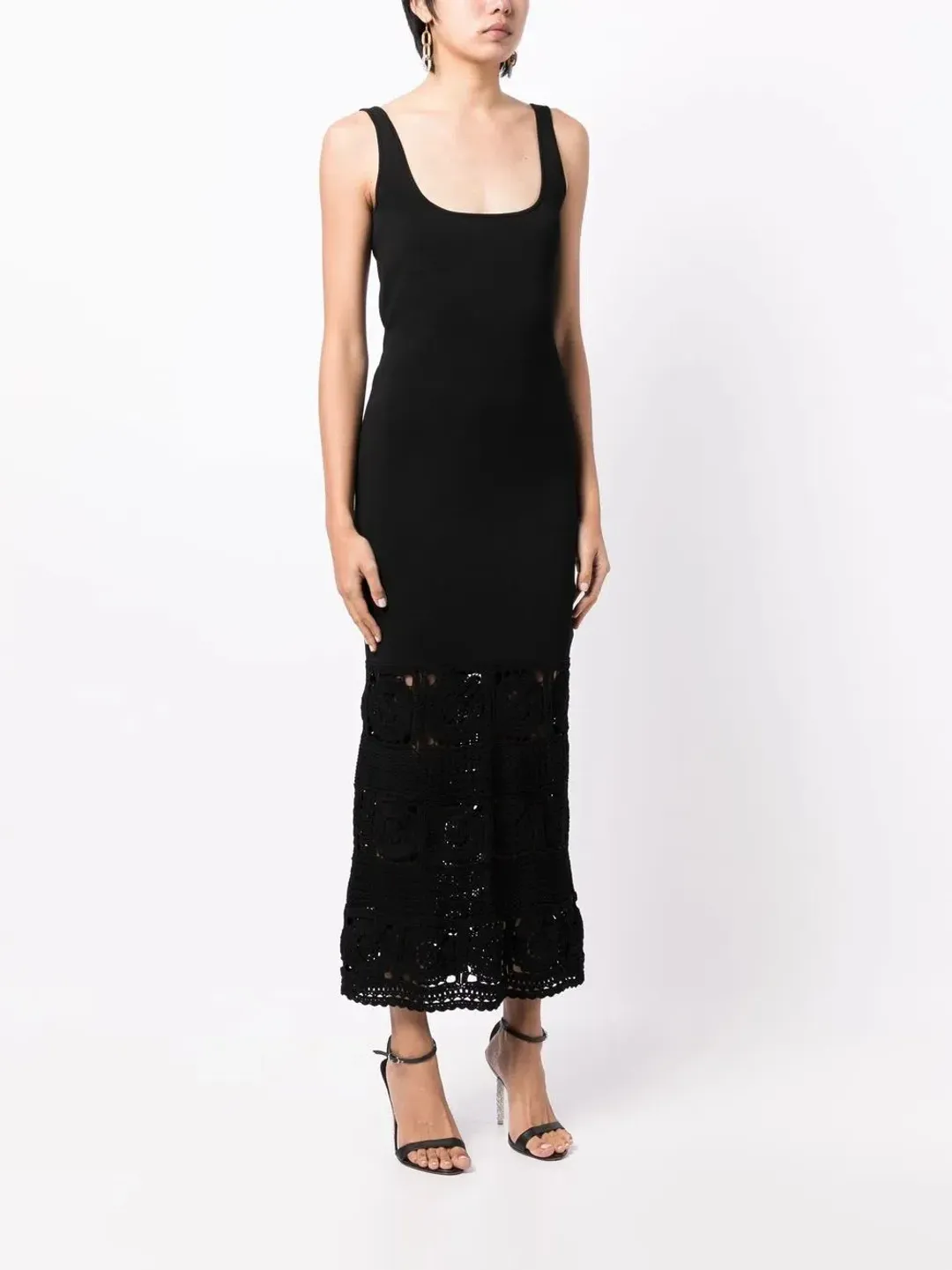 Rebecca Vallance Romina Crochet Trimmed Midi Dress Black Size L AU 12 for rent on The Volte - main image