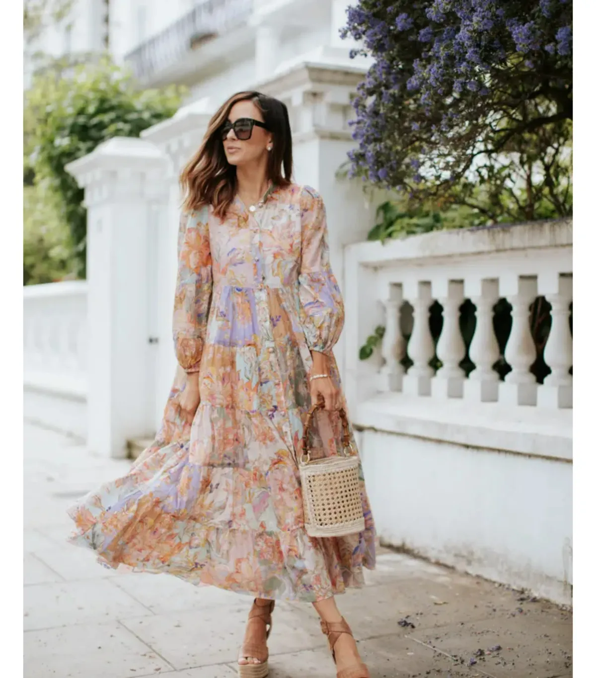 Zimmermann Cira Tiered Shirt Dress Patch Multi Floral Size 2 AU 12 - Image 2