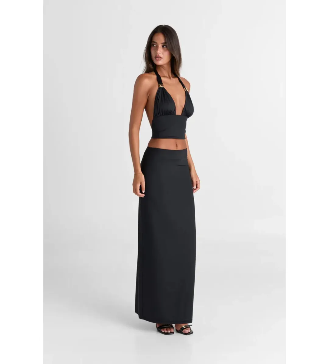 Sasha Therese Cleo Top and Maxi Skirt Set Black Size XS AU 6 for rent on The Volte - main image