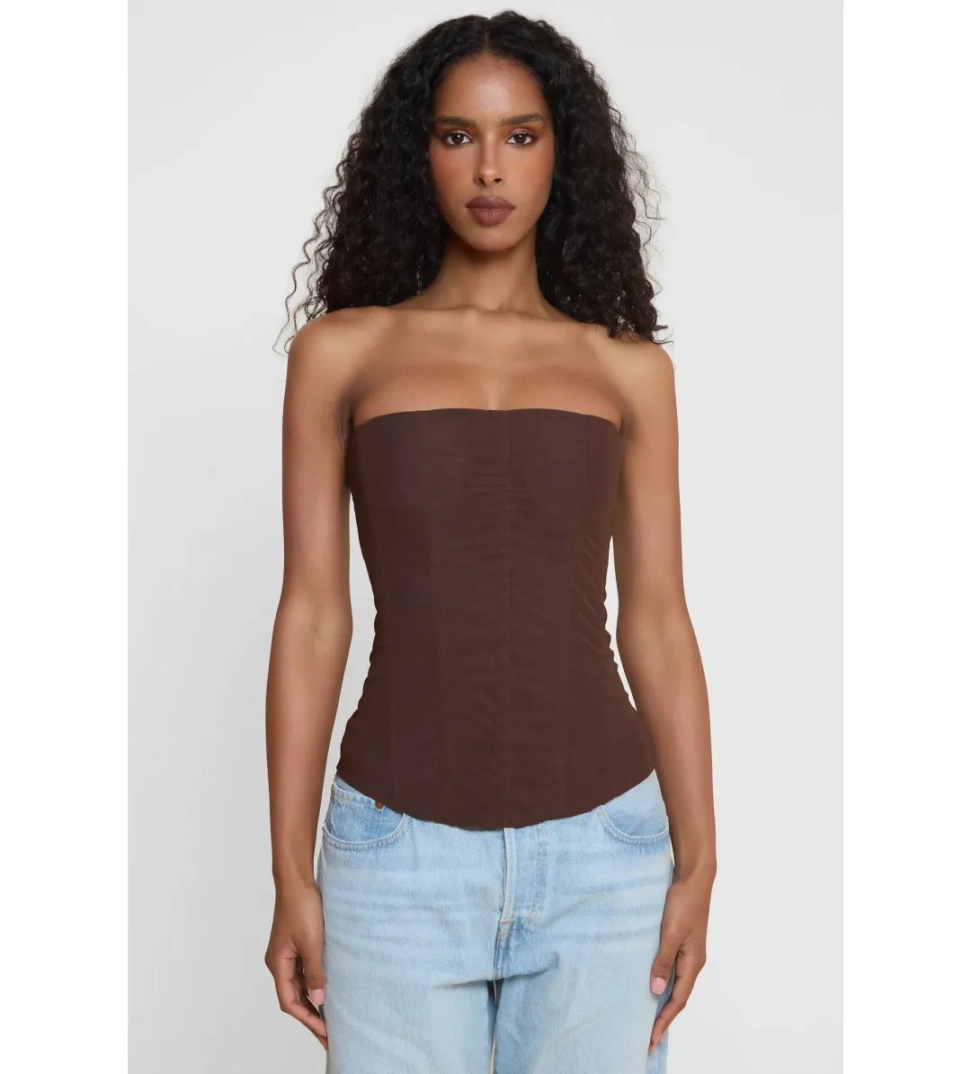 Leau Brown Muse Mesh Corset Top Size Size 10 for rent on The Volte - main image