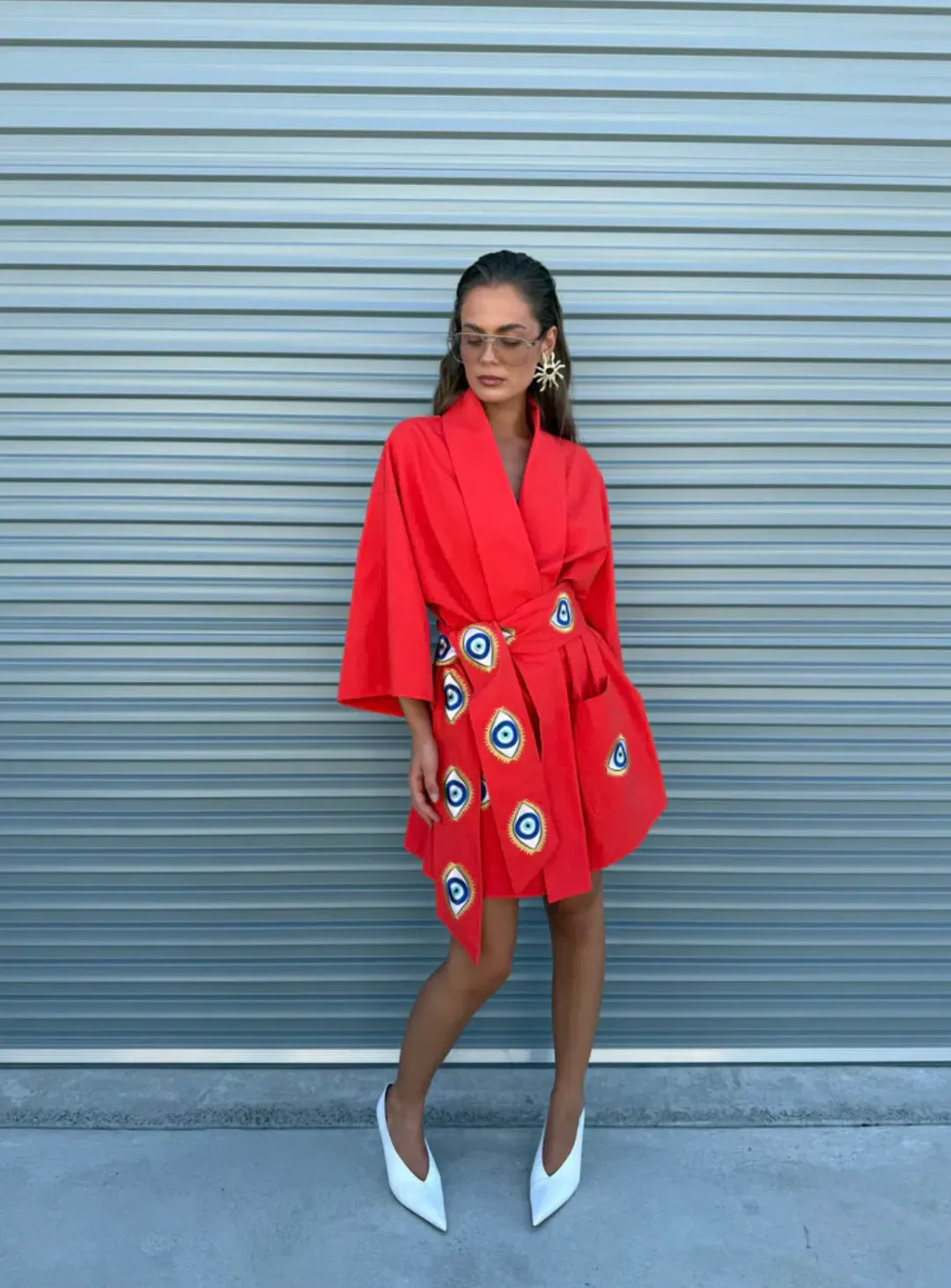 La Bohme Girls Nirvana Robe Dress Tangerine Evil Eye Size S-M  6-12 for rent on The Volte - main image