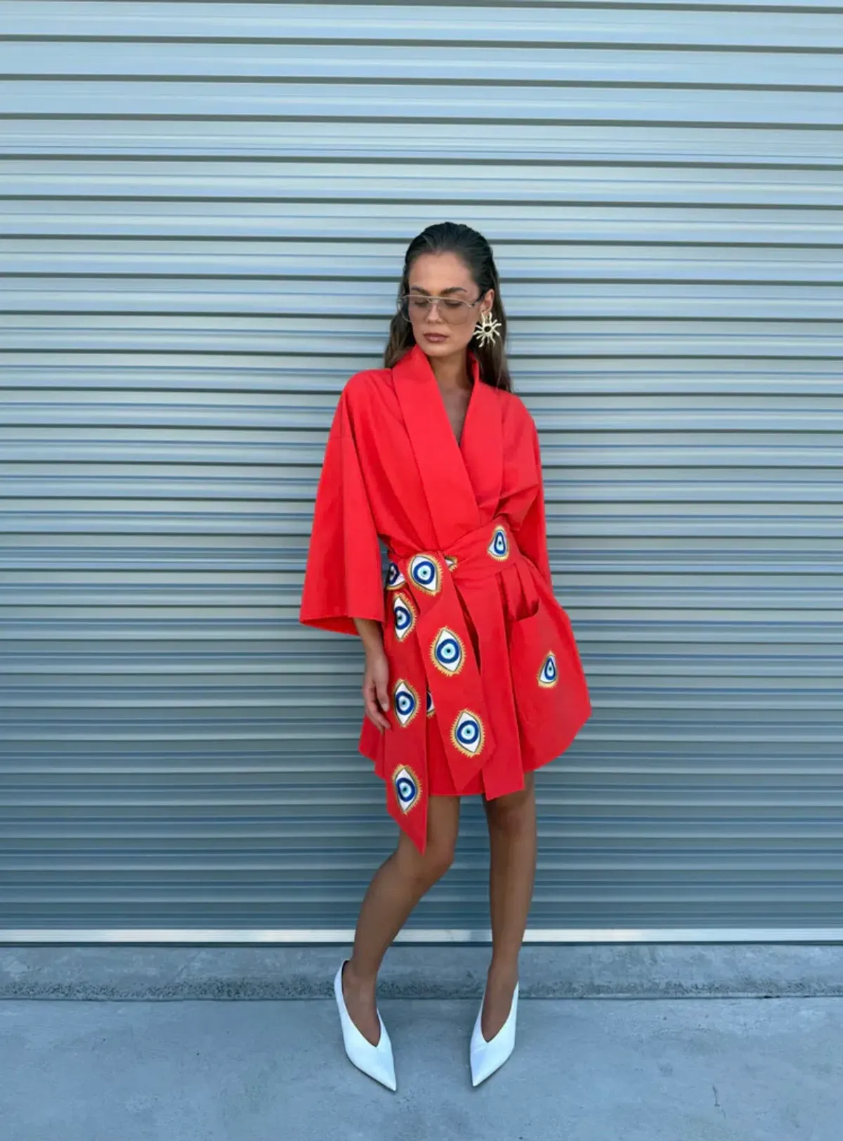 La Bohme Girls Nirvana Robe Dress Tangerine Evil Eye Size S-M  6-12 - Image 2