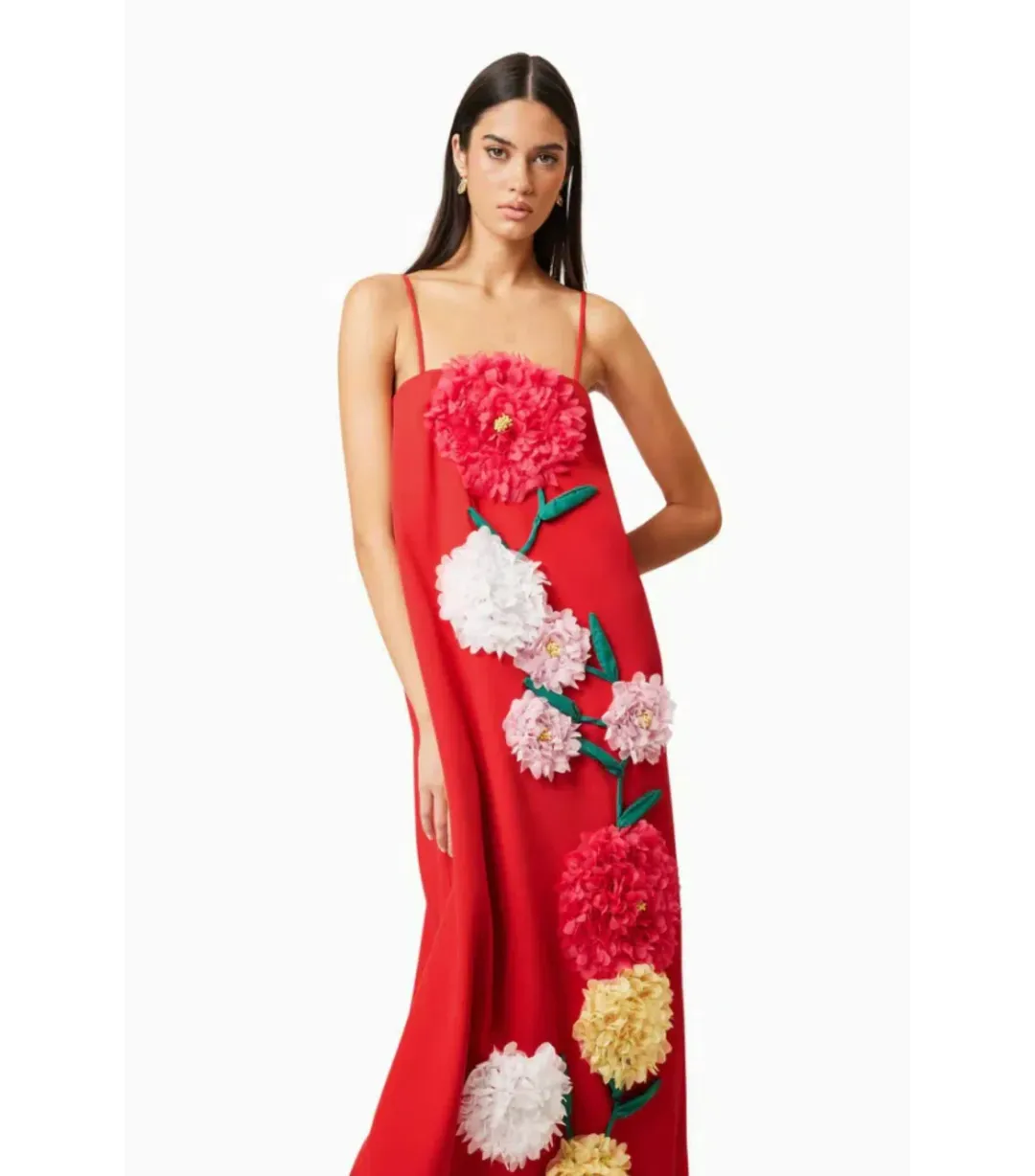 Elliatt Buttercup Embroided Maxi Dress Red Size AU 10 for rent on The Volte - main image