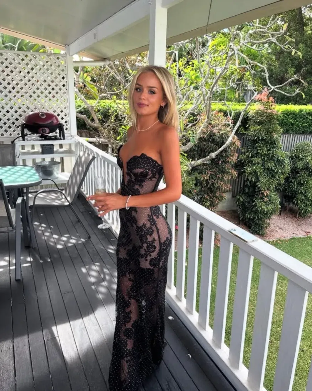 Self Portrait Embellished Sheer Lace Maxi Dress Black Size 8 for rent on The Volte - main image