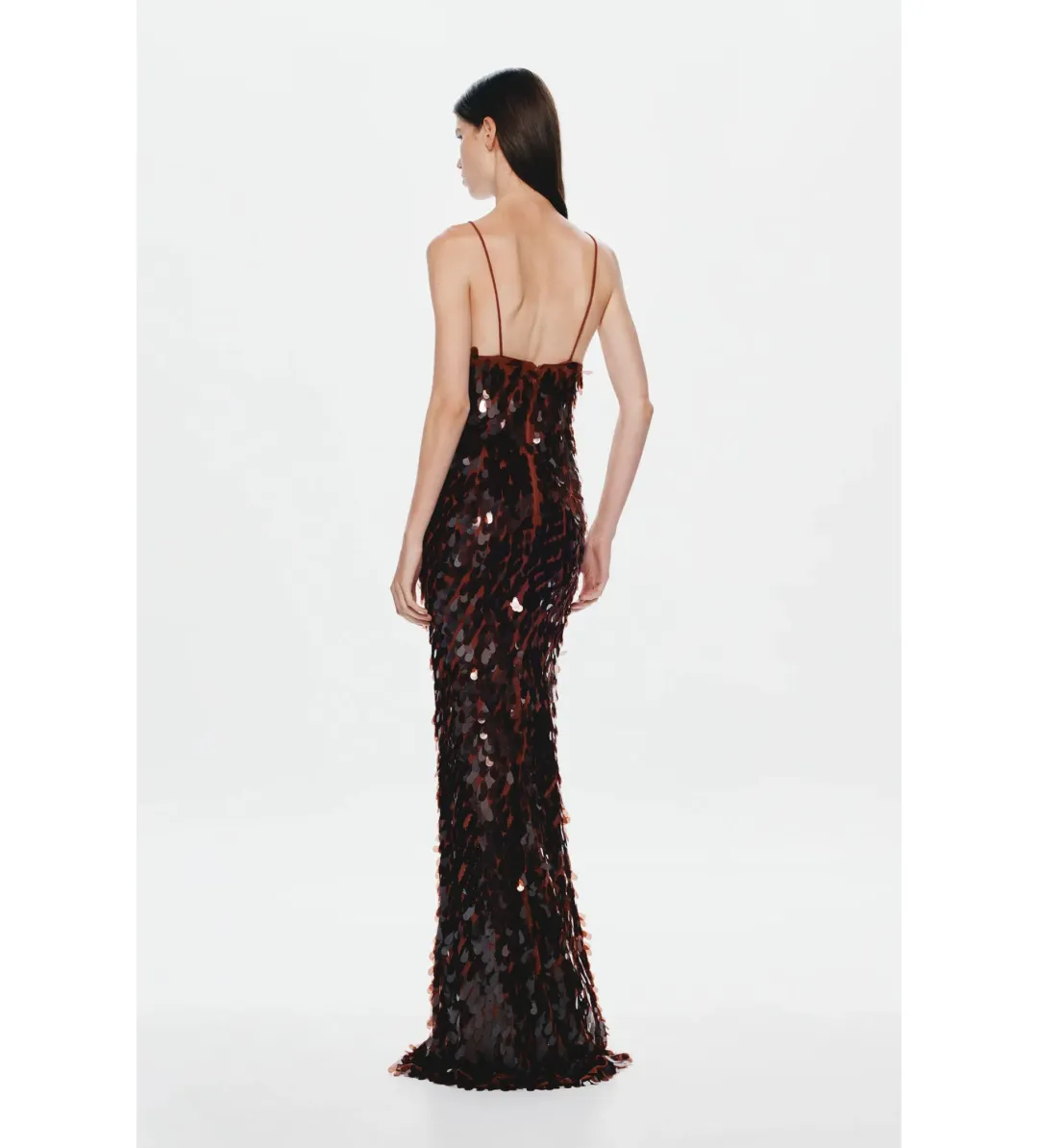 Misha Fig Sapphire Sequin Maxi Dress Brown Size 8/S  for rent on The Volte - main image