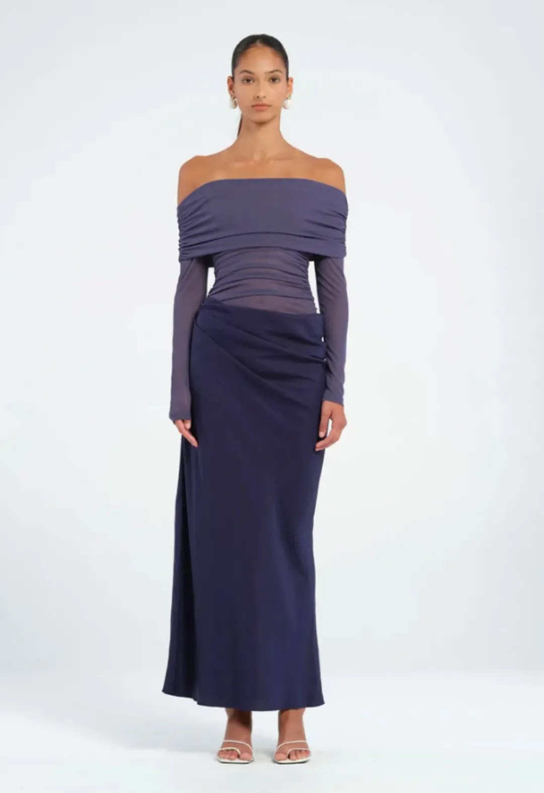 Benni Yasmin Off Shoulder Dress in Navy Size 8 for rent on The Volte - main image