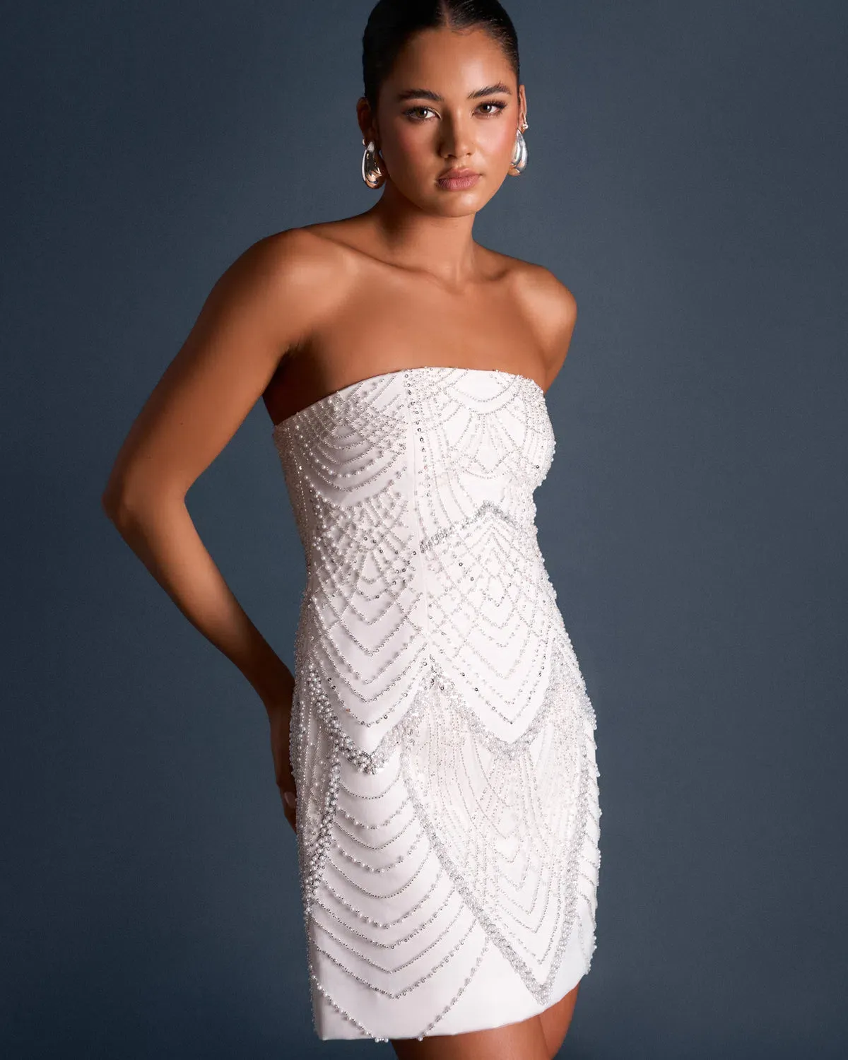 Azzurielle Felise Strapless Mini Dress White Size AU 12 - Image 1