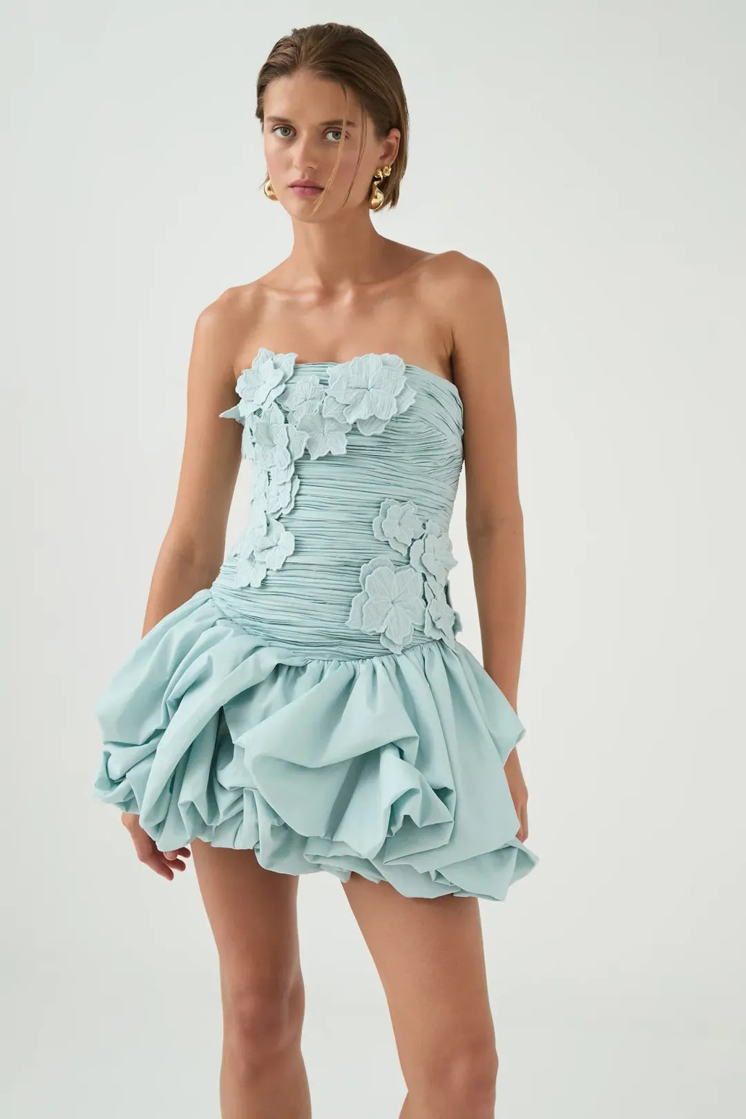 AJE Splendour Mini Dress Silver Blue Size 6 for rent on The Volte - main image