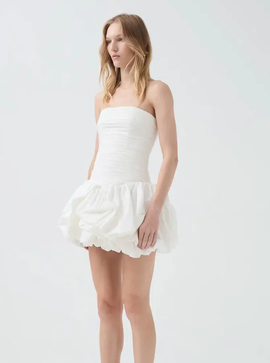 AJE Violette Bubble Hem Mini Dress White Size 6 for rent on The Volte - main image