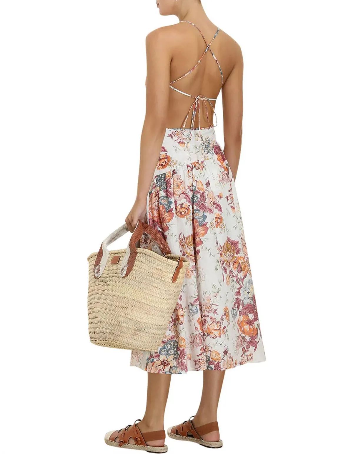 Zimmermann The Pattie Asymmetric Dress in Cream Floral Size 4 Au 12-14 - Image 3