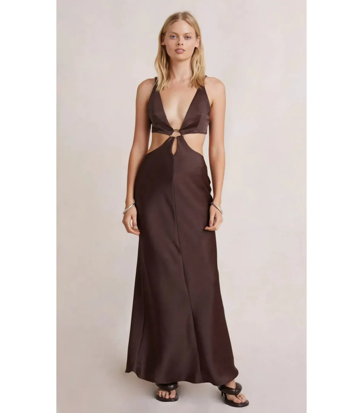 Bec and Bridge Flex V Maxi Dress in Brown Size AU 6  - Image 1