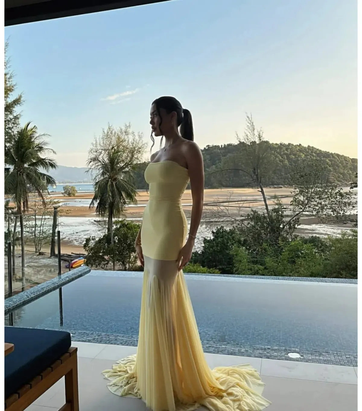 Deme By Gabriella Dahlia Strapless Gown Butter Yellow Size AU 6  - Image 4