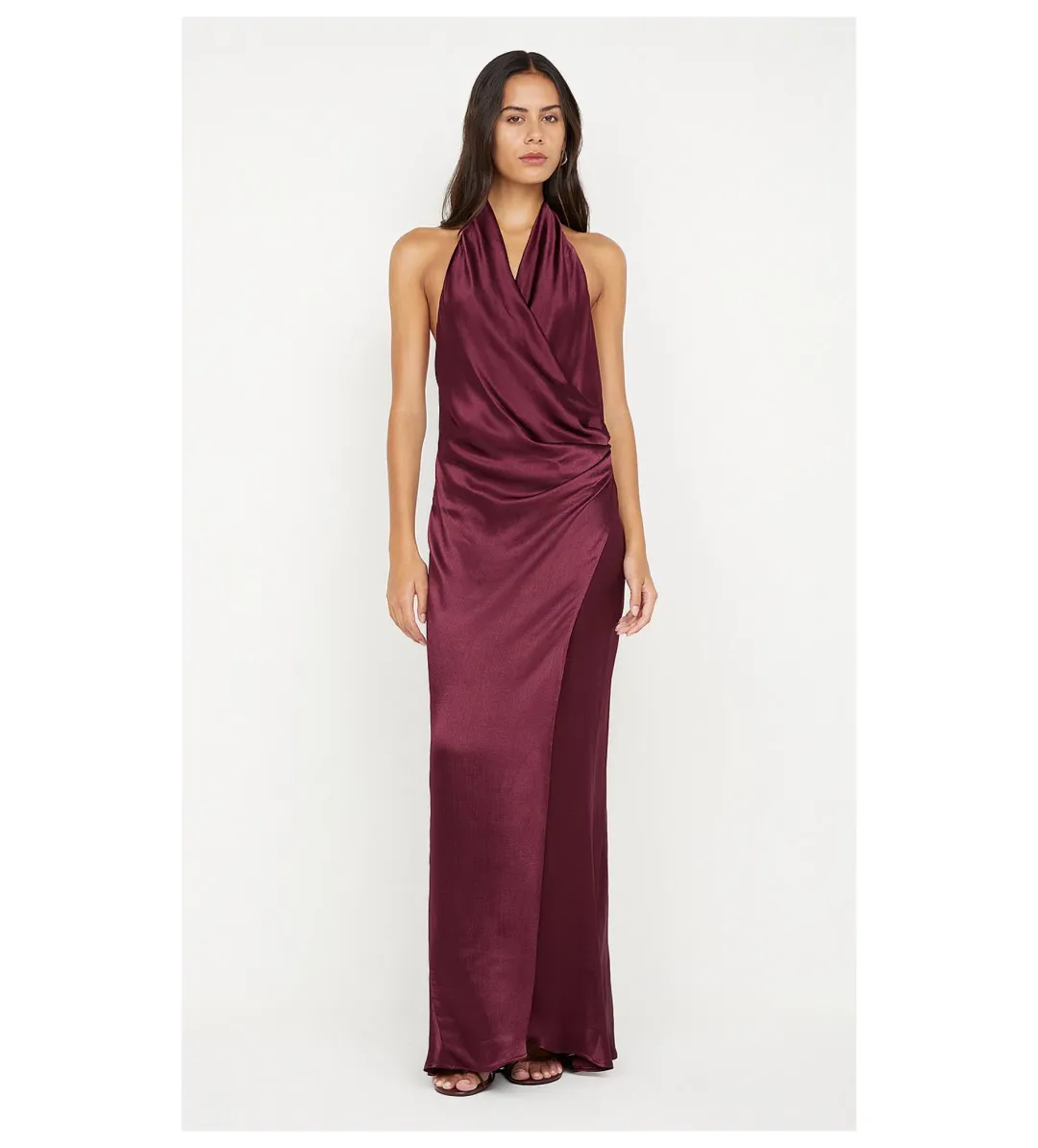 Bec and Bridge Elisia Wrap Maxi Dress in Plum Size AU 6 for rent on The Volte - main image