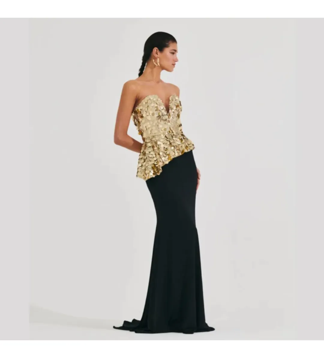Meraki Official Mirror Jersey Gown Gold Size AU 6 for rent on The Volte - main image