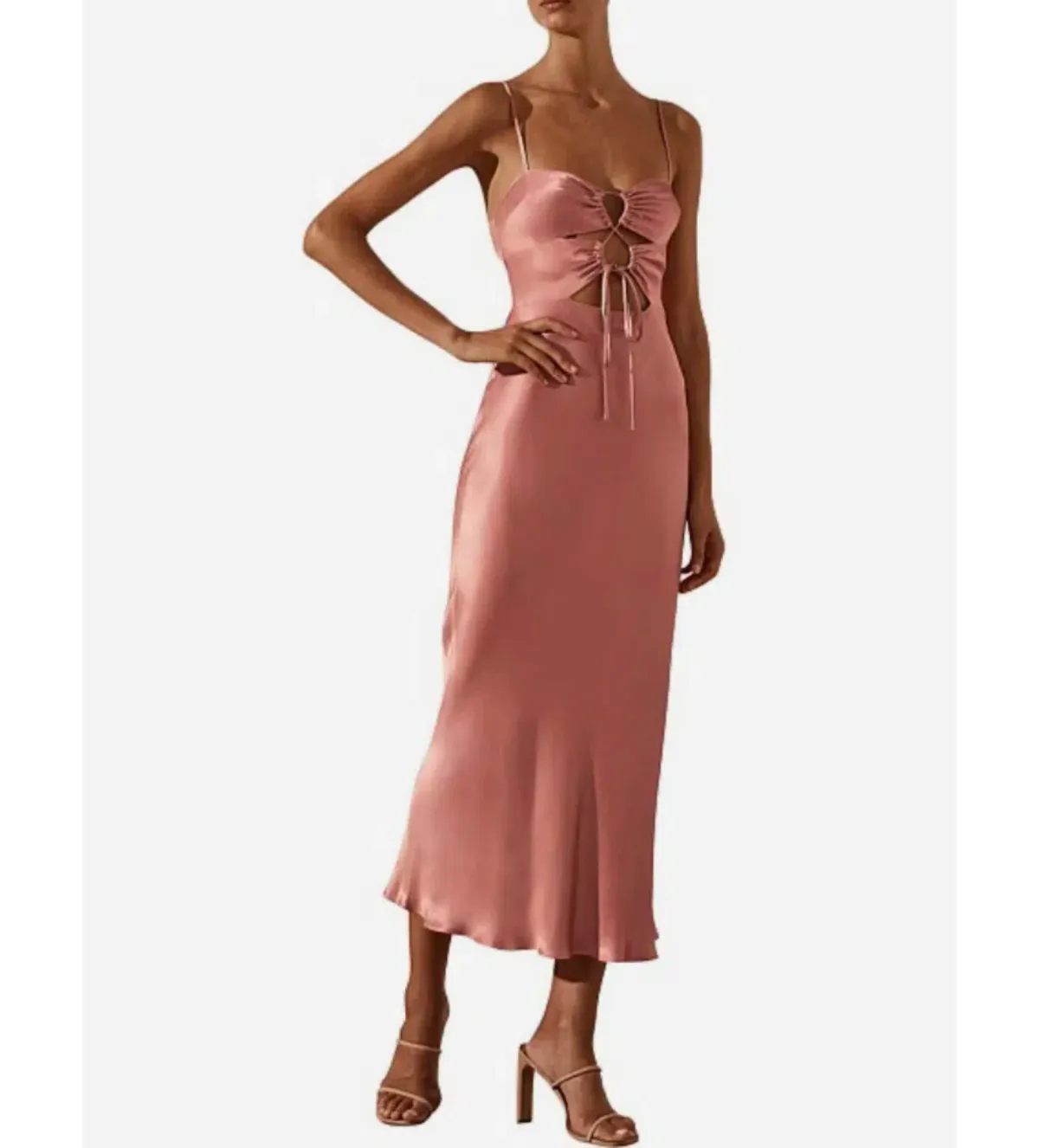 Shona Joy Eloise Lace up Midi Dress Antique Rose Size 6 - Image 2